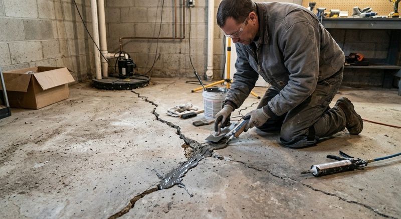 Cracked Basement Floor Repair in Hamden, CT