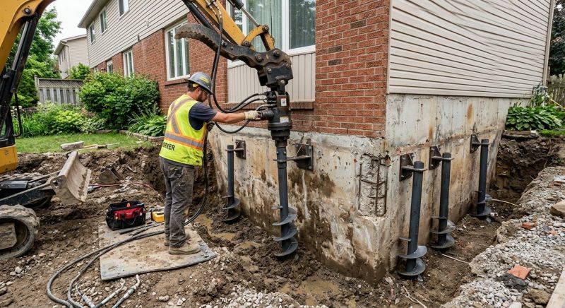 Helical Piers Installation in Hamden, CT